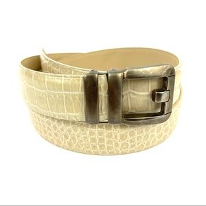 Sally Gissing Cream Croc Embossed Leather Belt